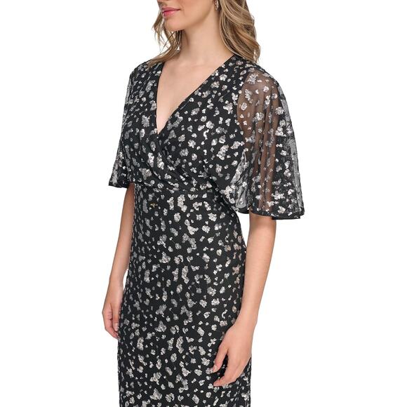 NWT Kensie Women's Sequins V-Neck Midi Dress Casual Dress sz 2 - Picture 2 of 7